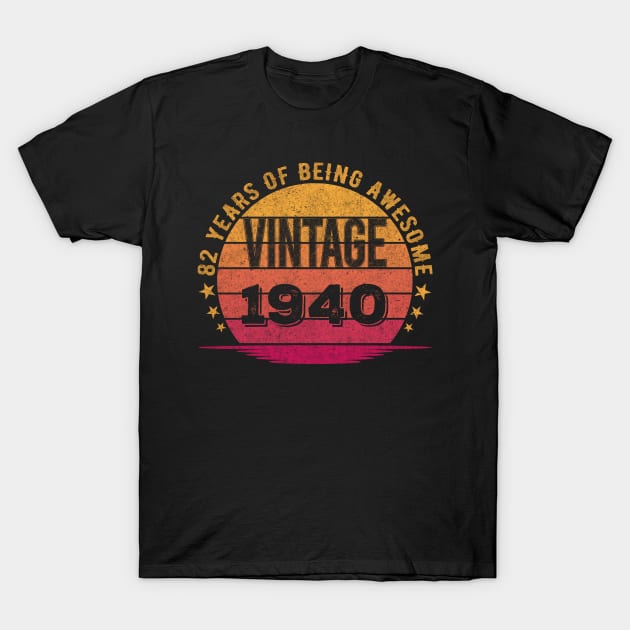 Vintage 1940 82 Year Old 82nd Birthday T-Shirt by mahmuq